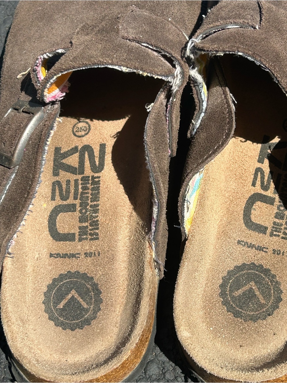 Women’s Suede Slip-On Clogs with Buckle - Picture 2 of 4